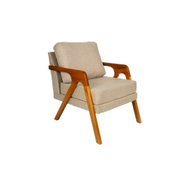 Kit 2 Poltronas Decorativa Mona Luxo Linho Bege Claro e Base Madeira Maciça - 5