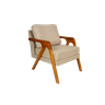 Kit 2 Poltronas Decorativa Mona Luxo Linho Bege Claro e Base Madeira Maciça - 5