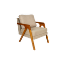 Ver imagem 5 de Kit 2 Poltronas Decorativa Mona Luxo Linho Bege Claro e Base Madeira Maciça