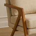 Ver imagem 5 de Kit 2 Poltronas Decorativa Mona Luxo Linho Bege Claro e Base Madeira Maciça