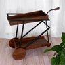Carrinho Aparador de Bebidas Adega Bar com Rodas Multiuso Auxiliar Estilo Rustico Preto com Madeira - 1