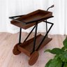 Carrinho Aparador de Bebidas Adega Bar com Rodas Multiuso Auxiliar Estilo Rustico Preto com Madeira - 2