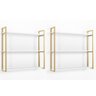 Kit 2 Prateleiras para Sala 3 Níveis Industrial Metal Dourado Mdf/branco - 1