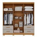 Ver imagem 5 de Guarda-Roupa Casal com Pés e Espelho 6 Portas 4 Gavetas Texas Premium Marrom/Cinamomo/Off White