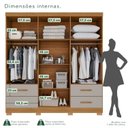 Ver imagem 6 de Guarda-Roupa Casal com Pés e Espelho 6 Portas 4 Gavetas Texas Premium Marrom/Cinamomo/Off White