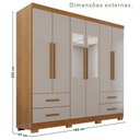 Ver imagem 4 de Guarda-Roupa Casal com Pés e Espelho 6 Portas 4 Gavetas Texas Premium Marrom/Cinamomo/Off White
