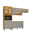 Ver imagem 1 de Cozinha Donna 4 Peças Portas Reflecta 100%MDF e LED - CHF:Cinamomo/Cinza