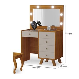 Penteadeira Camarim com Espelho e Led Luna Freijó Maní Luapa - 2