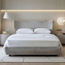 Ver imagem 1 de Cama Japonesa com Cabeceira Corea Seo Queen Veludo Cinza Claro - Sallar Home