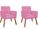 Ver imagem 1 de Kit 2 Poltronas Decorativa Camila Suede Rosa Pés Madeira Ms Decor