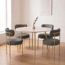Ver imagem 1 de Cadeira Sala de Jantar Margara Kit 4 Aço Dourado Bouclê Ted D03 - D'Rossi