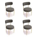 Ver imagem 4 de Cadeira Sala de Jantar Margara Kit 4 Aço Dourado Bouclê Ted D03 - D'Rossi
