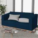 Ver imagem 2 de Kit Sofá 2 Lugares e 2 Poltronas Europa Suede Azul Marinho ADJ Decor
