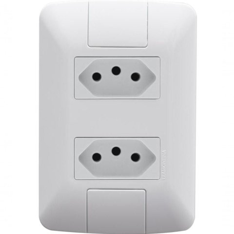 Kit 4 Conjunto 4x2 2 Tomadas 2p+t Tramontina Aria 10a 250v Branco
