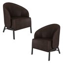 Ver imagem 1 de Kit 2 Poltronas Decorativa Sala de Estar Kenya Pés em Ferro Pu Preto/marrom G33 - Gran Belo