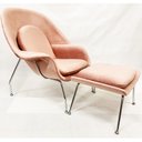 Ver imagem 1 de Poltrona Womb Chair com puff veludo rose envelhecido - Poltronas do Sul