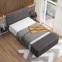 Ver imagem 2 de Cabeceira Cama Box Casal King 195 cm Roma W01 Linho Cinza Escuro - Lyam Decor