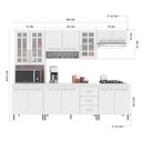 Ver mais imagens de Cozinha Modulada Completa Fidelitá Viena 5 Peças 260cm 13 Portas 3 Gavetas com Tampo Branco