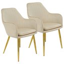 Ver imagem 1 de Kit 2 Cadeiras Poltrona Lines Base Dourada Recepção Sala Suede - Bege Bege
