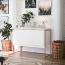 Ver imagem 3 de Buffet Luxuoso Cadiz 3 Portas 3 Prateleiras MDP Branco e Cobre Casah