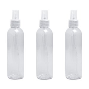 3 Frasco Spray Borrifador 250ml Cilíndrico Alto C/ Tampa