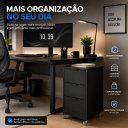 Ver imagem 2 de Gaveteiro 3 Gavetas MDF Preto Rodinhas Corrediça Telescópica Enviado Montada
