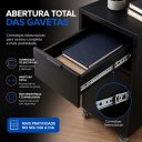 Ver imagem 7 de Gaveteiro 3 Gavetas MDF Preto Rodinhas Corrediça Telescópica Enviado Montada