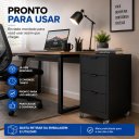 Ver imagem 6 de Gaveteiro 3 Gavetas MDF Preto Rodinhas Corrediça Telescópica Enviado Montada
