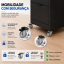 Ver imagem 5 de Gaveteiro 3 Gavetas MDF Preto Rodinhas Corrediça Telescópica Enviado Montada
