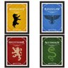 Kit 4 Quadros Harry Potter Casas De Hogwarts Tamanho 21X30Cm - 1