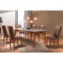 Ver imagem 1 de Conjunto: Mesa de Cozinha Londrina C/ Tampo Madeirado Canto Reto 180x90cm e 6 Cadeiras Londrina