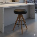 Ver imagem 1 de Kit de Duas Banquetas de Bar Giratória Estofada Base Madeira Maciça Hope Courino Preto