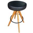 Ver imagem 4 de Kit de Duas Banquetas de Bar Giratória Estofada Base Madeira Maciça Hope Courino Preto