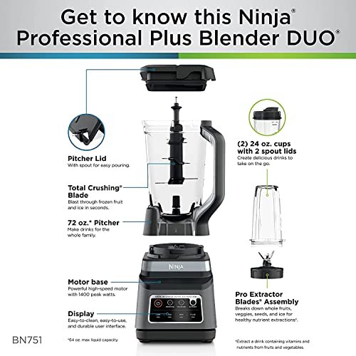 Ninja Bn751 Liquidificador Profissional Plus Duo 1400w Preto - 7