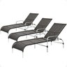 3 Espreguiçadeiras Catar Alumínio Piscina Praia Jardim:preto - 1