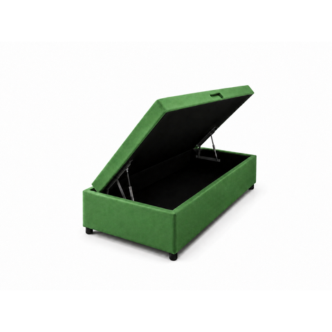 Cama Box Baú Solteiro com Encaixe para Colchão e Puxador Embutido:Verde