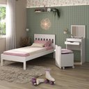 Ver imagem 2 de Cama de Solteiro para Colchão 88 X 188 Cm com Penteadeira 54cm e Puff Multimóveis Cr40121