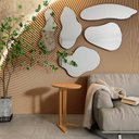 Ver imagem 1 de Espelhos Decorativos Orgânicos para Sala Kit com 5 Unidades Cor:espelho com Moldura Preta
