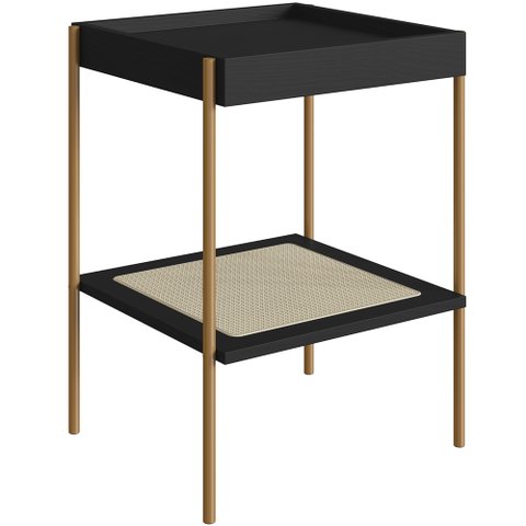 Mesa Lateral para Sala de Estar Industrial Indy A03 Nero Dourado - Lyam Decor