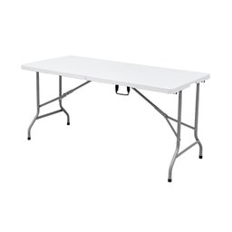 Mesa Dobrável Tipo Maleta Prática e Durável 180x60cm Branca - WAW Design - 1