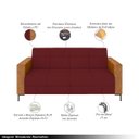 Ver imagem 3 de Sofá Living Decorativo Houston 2 Lugares 160cm Pés em Metal Veludo/ Pu Bordô/ Caramelo G33 - Gran Be