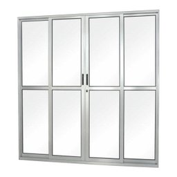 Porta de Correr Alumínio 4 Folhas com Vidro Liso Sólida Mgm 210 x 160cm - 1