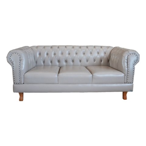 Sofá Chesterfield Capitone Duque Corano Bege 1,80cm