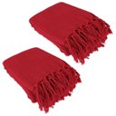 Ver imagem 1 de Kit 2 Mantas para Sofá 240x180 em Algodão Cor:vermelho