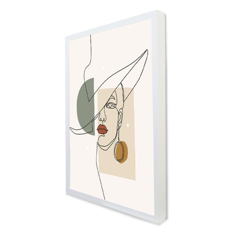 Quadro Decorativo Caixa Alta com Vidro Abstrato Elegance TaColado Moldura Branca 90 x 60cm