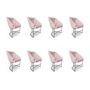 Ver imagem 1 de Kit 8 Poltronas Luxo Alana Suede Rosa Bebê Base Ferro Preto - Pallazio