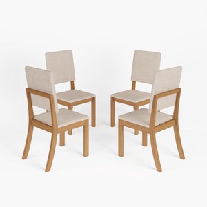 Conjunto 4 Cadeiras de Jantar Henn Milla Mdf Nature/linho