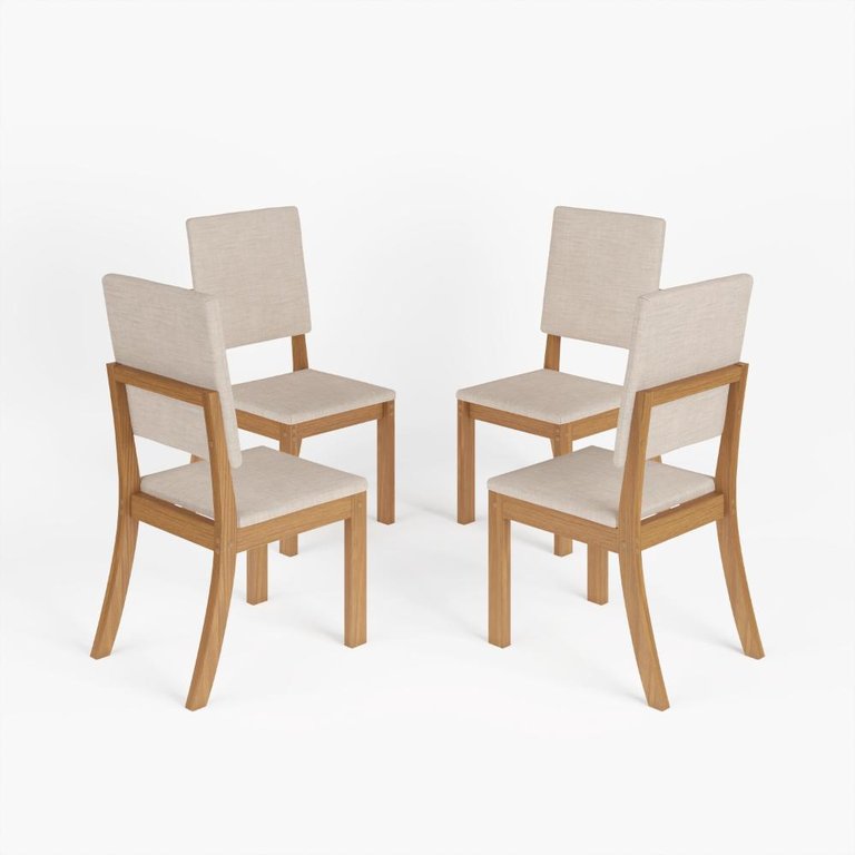Conjunto 4 Cadeiras de Jantar Henn Milla Mdf Nature/linho