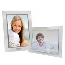 Conjunto Porta Retrato Vidro Reto Prime Borda Prata 15x20 Vertical e Horizontal – Tuut - 1