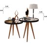 Jogo Sala Brilhante Mesa Lateral e Apoio Couro com Espelho 40cm Pés Palito Cor Preto - Comprar Movei - 2